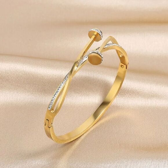 Crystal Gold Bangle Bracelet - Picture 1 of 4